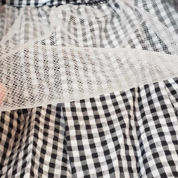 Smoochie Pooch B&W Gingham Ruffled Dog Dress Large & Pink White Polkadot Hat M/L - Picture 5 of 16